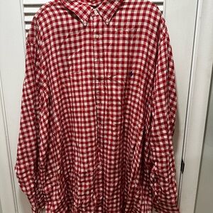 Ralph Lauren Red & White Checker Linen Cotton Blend Button Down 4XLT Shirt - EUC